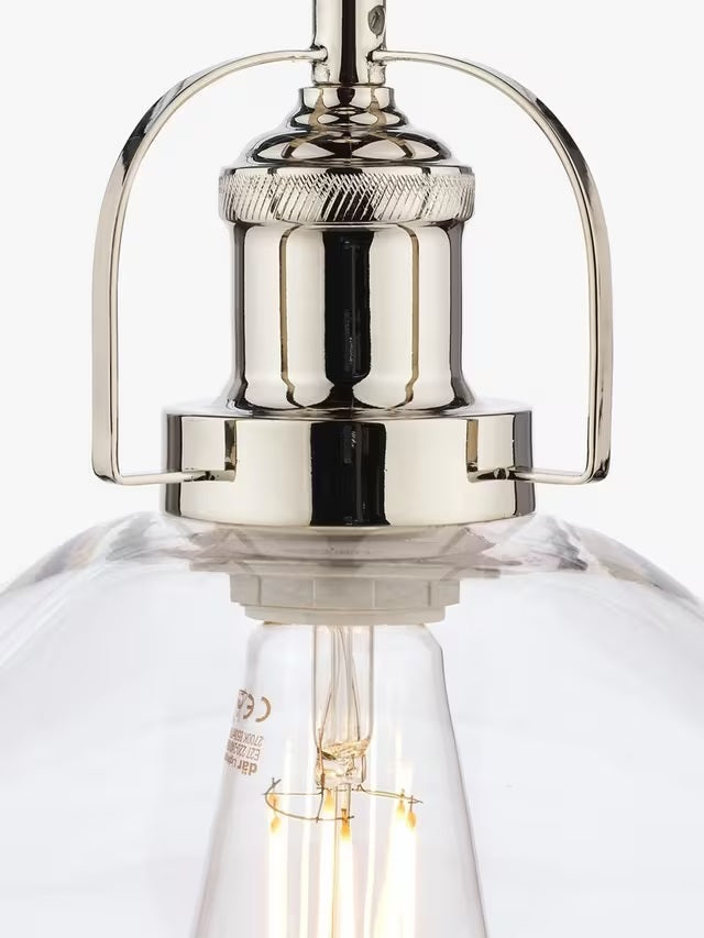 Laura Ashley Rye Large Glass 30cm Vintage Pendant Ceiling Light - Clear