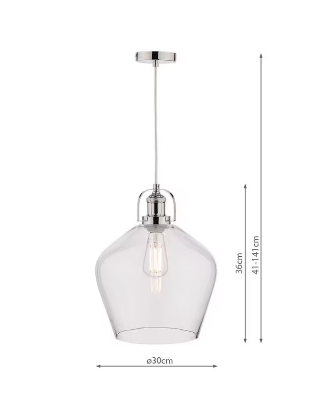 Laura Ashley Rye Large Glass 30cm Vintage Pendant Ceiling Light - Clear