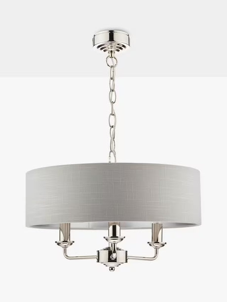 Laura Ashley Sorrento 3 Arm Drum Ceiling Light - Polished Nickel/Silver