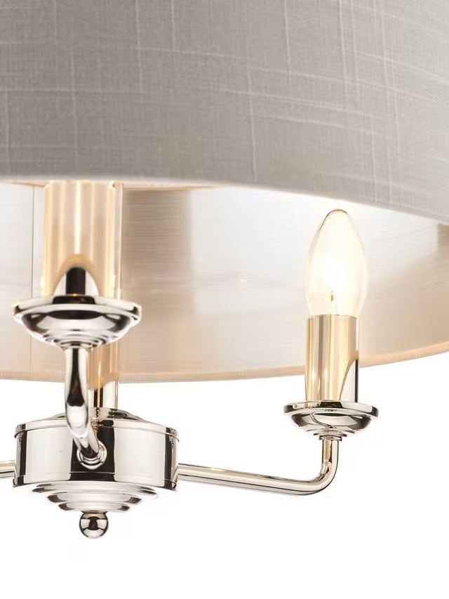 Laura Ashley Sorrento 3 Arm Drum Ceiling Light - Polished Nickel/Silver