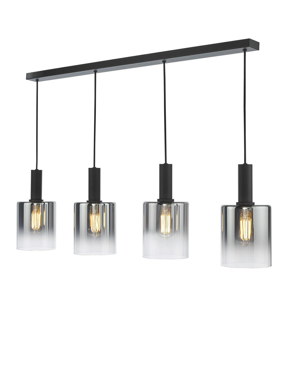 Där Savannah 4 Arm Bar Dimmable Hanging Pendant Ceiling Light - Black/Smoked