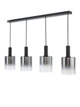 Där Savannah 4 Arm Bar Dimmable Hanging Pendant Ceiling Light - Black/Smoked