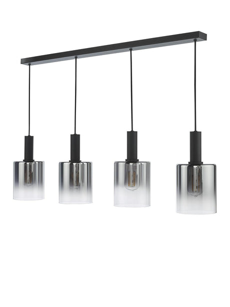 Där Savannah 4 Arm Bar Dimmable Hanging Pendant Ceiling Light - Black/Smoked