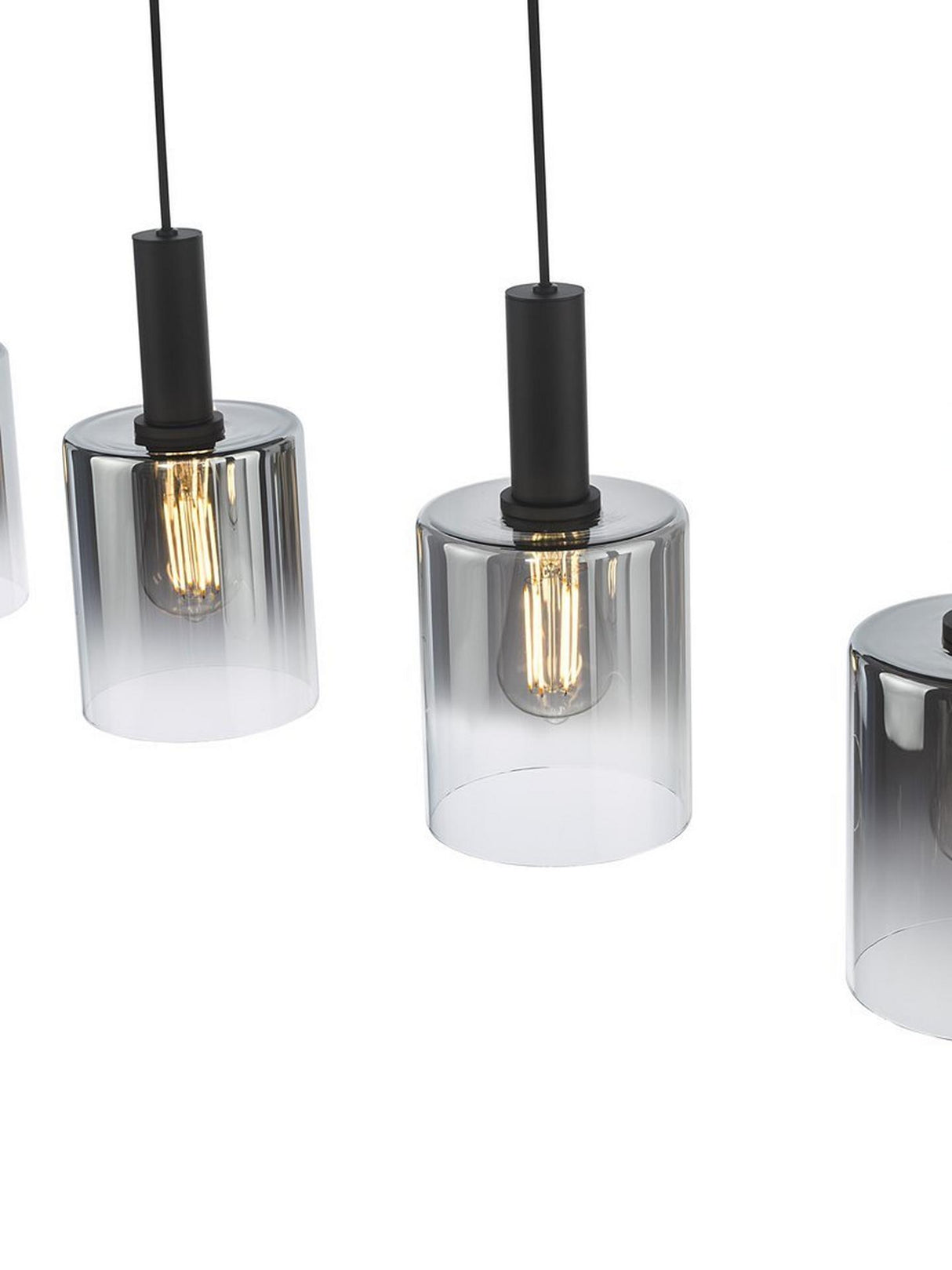 Där Savannah 4 Arm Bar Dimmable Hanging Pendant Ceiling Light - Black/Smoked