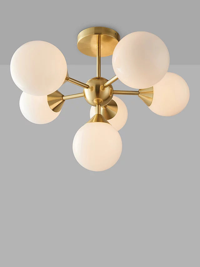 Bay Lighting Riess Glass Semi Flush Light H37 x Dia.50cm - White Brass - Kazoop 