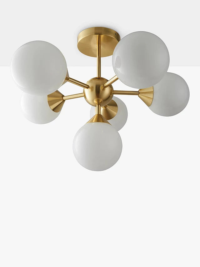 Bay Lighting Riess Glass Semi Flush Light H37 x Dia.50cm - White Brass - Kazoop 