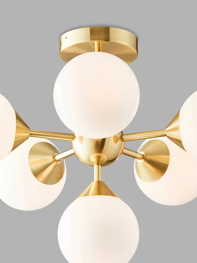 Bay Lighting Riess Glass Semi Flush Light H37 x Dia.50cm - White Brass - Kazoop 