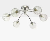 Där Izzy Twisted Glass 6 Arm Large Semi Flush Ceiling Light - Clear/Chrome