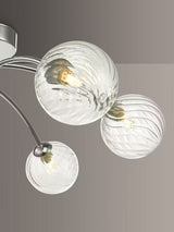 Där Izzy Twisted Glass 6 Arm Large Semi Flush Ceiling Light - Clear/Chrome