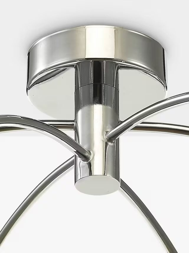 Där Izzy Twisted Glass 6 Arm Large Semi Flush Ceiling Light - Clear/Chrome