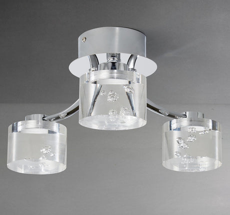 John Lewis Lawrence 3 LED Light Bubble Flush Ceiling Light - Clear/Silver