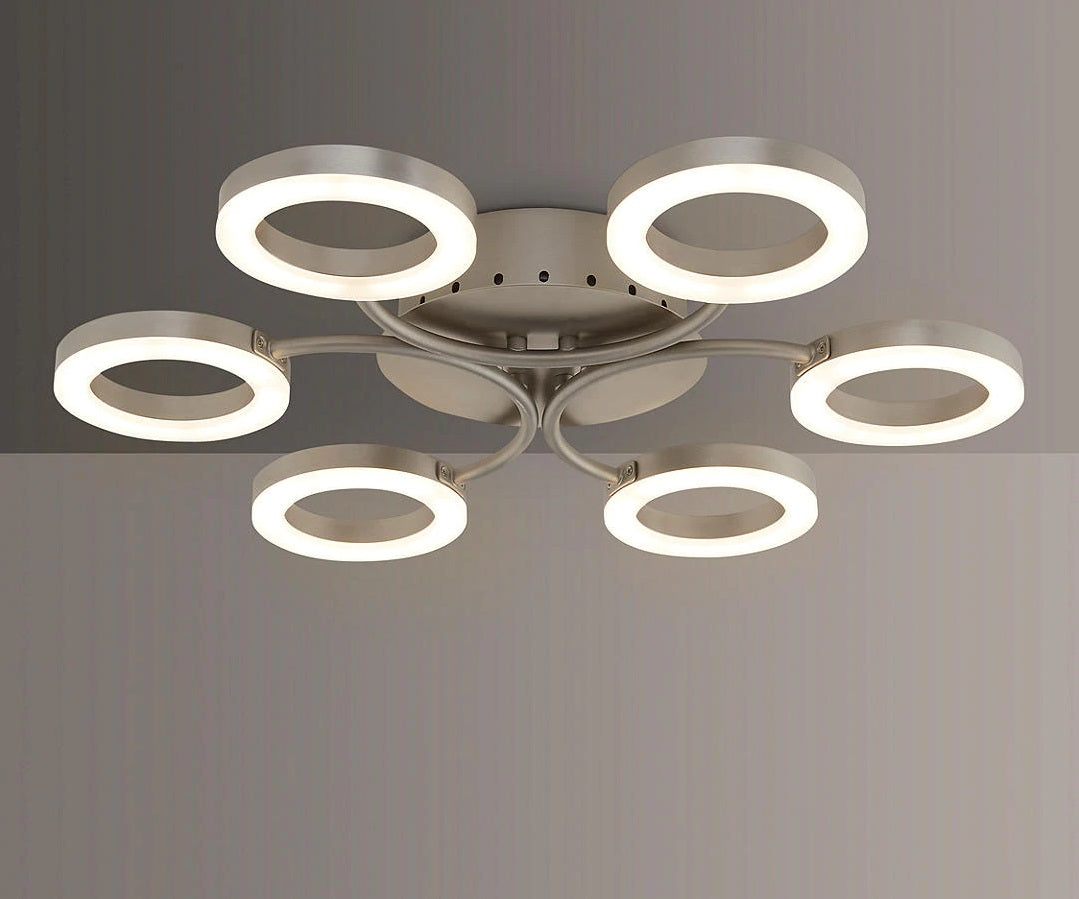 John Lewis & Partners Boyd Semi Flush 6 Arm LED Ceiling Light - Matt Nickel