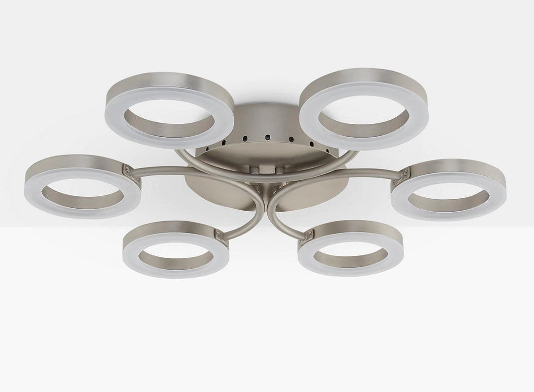 John Lewis & Partners Boyd Semi Flush 6 Arm LED Ceiling Light - Matt Nickel