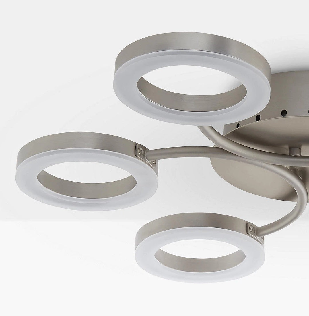John Lewis & Partners Boyd Semi Flush 6 Arm LED Ceiling Light - Matt Nickel