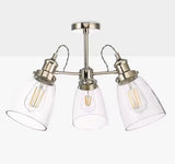 John Lewis Revival Semi Flush 3 Arm Ceiling Light - Clear/Polished Nickel