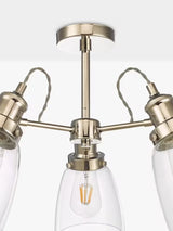 John Lewis Revival Semi Flush 3 Arm Ceiling Light - Clear/Polished Nickel