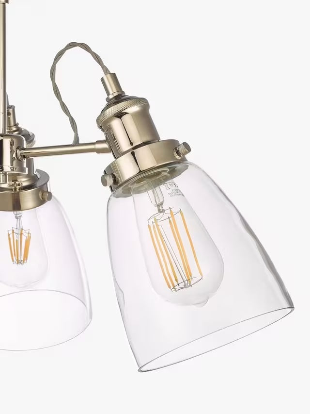 John Lewis Revival Semi Flush 3 Arm Ceiling Light - Clear/Polished Nickel