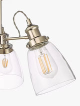 John Lewis Revival Semi Flush 3 Arm Ceiling Light - Clear/Polished Nickel