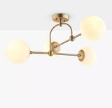 Bay Lighting Tosca 4 Arm Opal Glass Semi Flush Dimmable Ceiling Light - Gold - Kazoop 