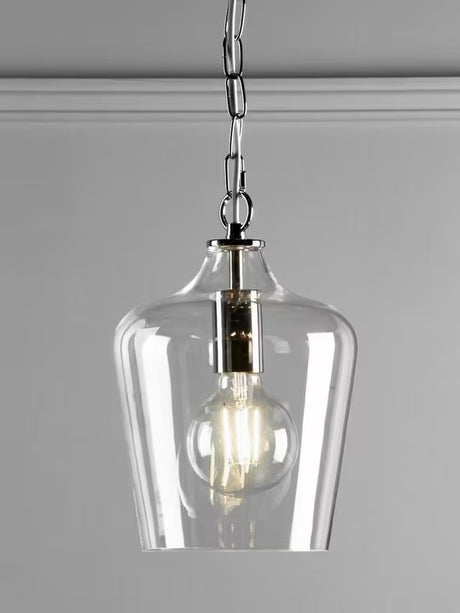 Laura Ashley Ockley Dining Room Glass Pendant Ceiling Light - Clear/Chrome