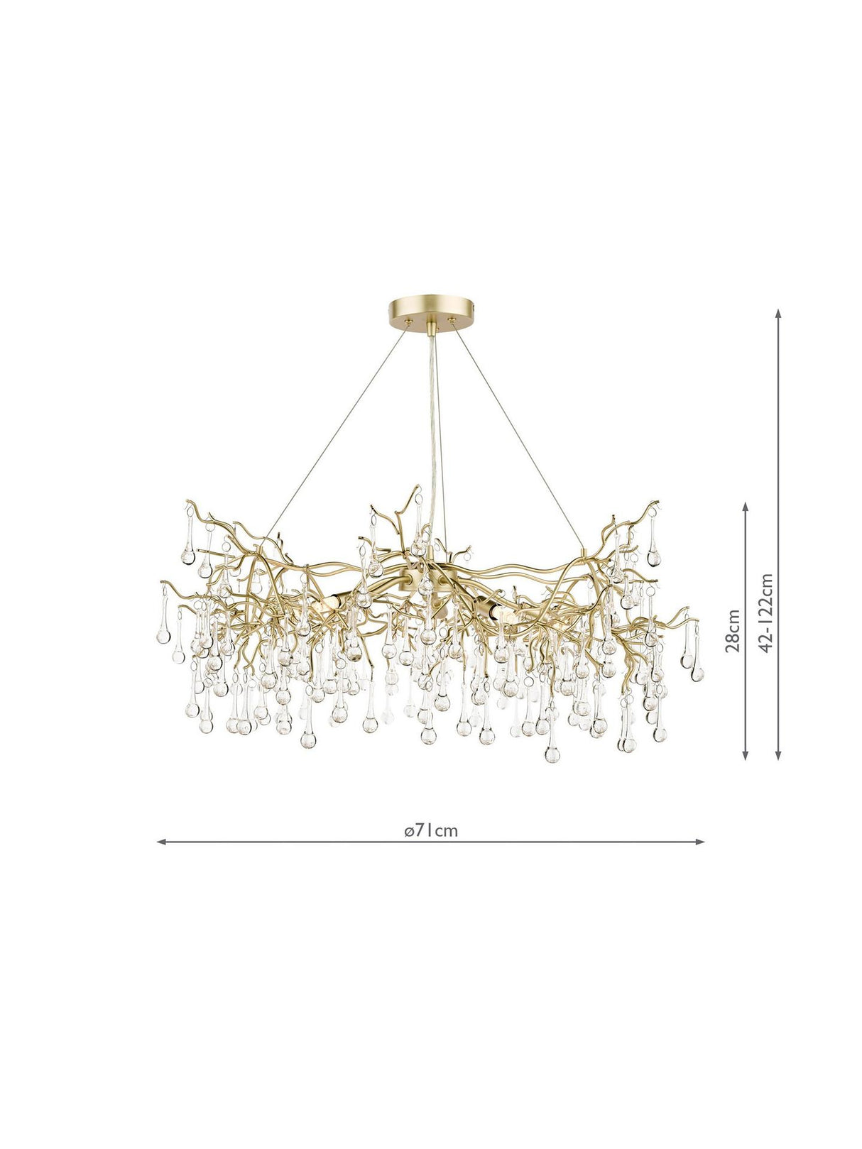 Laura Ashley Willow Crystal Grande Dimmable Pendant Ceiling Light Champagne