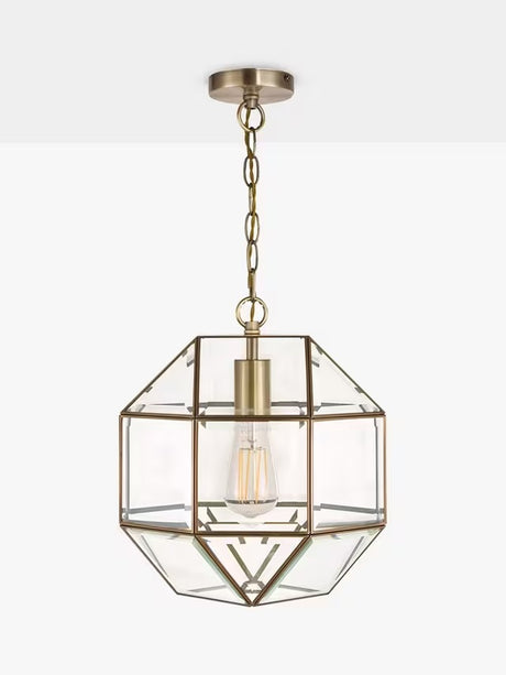 Laura Ashley Blackwell Lantern Style Geometric Ceiling Light - Antique Brass