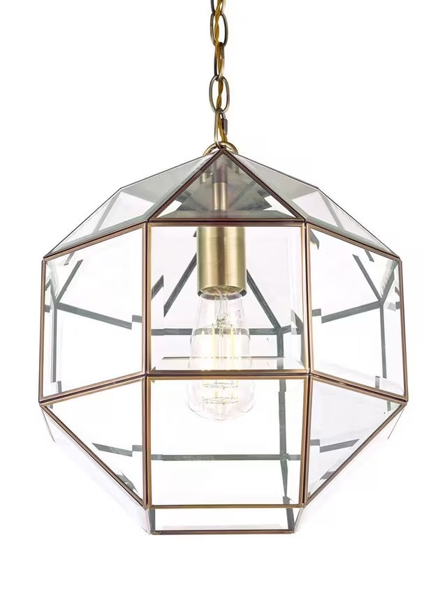 Laura Ashley Blackwell Lantern Style Geometric Ceiling Light - Antique Brass