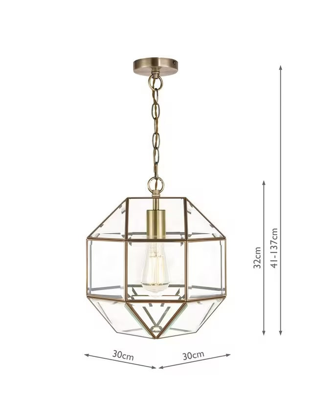 Laura Ashley Blackwell Lantern Style Geometric Ceiling Light - Antique Brass