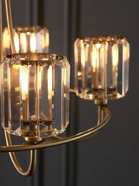 Bay Lighting Lyon 5 Arm Glass Shades Decorative Ceiling Light - Brass/Clear