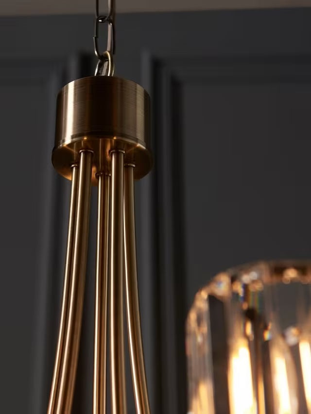 Bay Lighting Lyon 5 Arm Glass Shades Decorative Ceiling Light - Brass/Clear