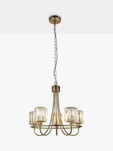 Bay Lighting Lyon 5 Arm Glass Shades Decorative Ceiling Light - Brass/Clear