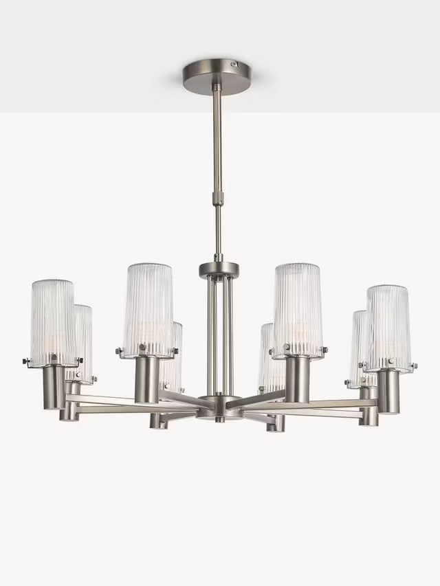 John Lewis Valencia 8 Arm Ribbed Pendant Ceiling Light - Industrial Black