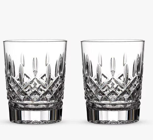 Waterford Crystal Lismore Double Old Fashioned Cut Glass Tumblers Set of 2
