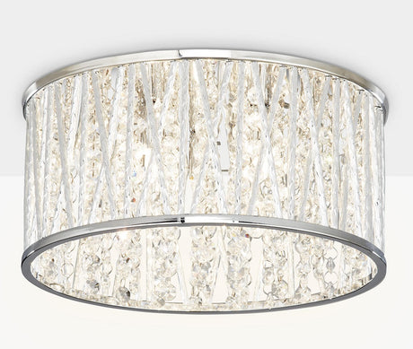 John Lewis & Partners Emilia Crystal Drum Flush Ceiling Light - Silver