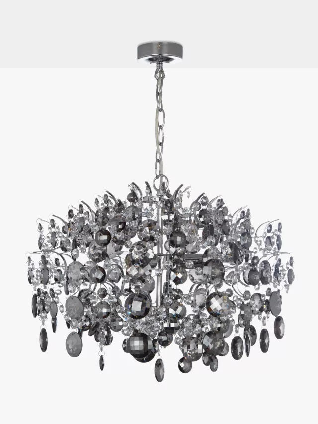 John Lewis Paris Crystal Ceiling Light Chandelier 60 x 42cm - Smoke & Clear
