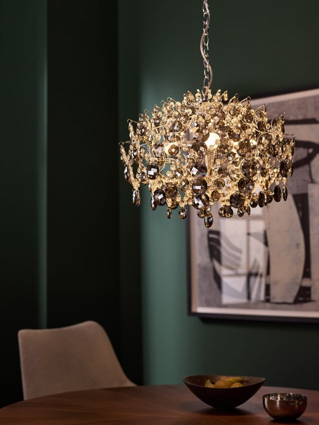 John Lewis Paris Crystal Ceiling Light Chandelier 60 x 42cm - Smoke & Clear