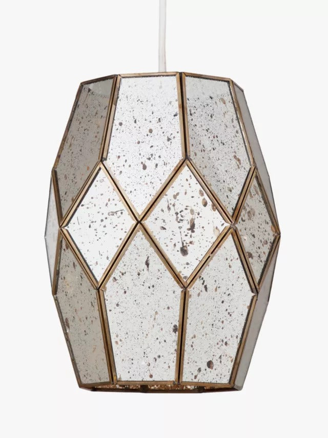 John Lewis Romy Mirrored Glass Ceiling Shade H28 x Dia.22cm - Gold - Kazoop 