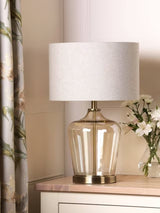 Laura Ashley Ockley Glass 3-Stage Touch Table Lamp - Antique Brass/Grey