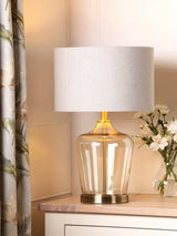 Laura Ashley Ockley Glass 3-Stage Touch Table Lamp - Antique Brass/Grey