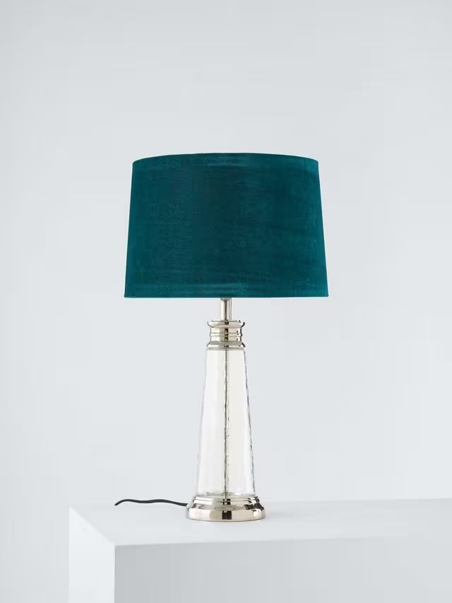 Bay Lighting Sienna Velvet Shade Glass Base Table Lamp H61cm - Clear/Green