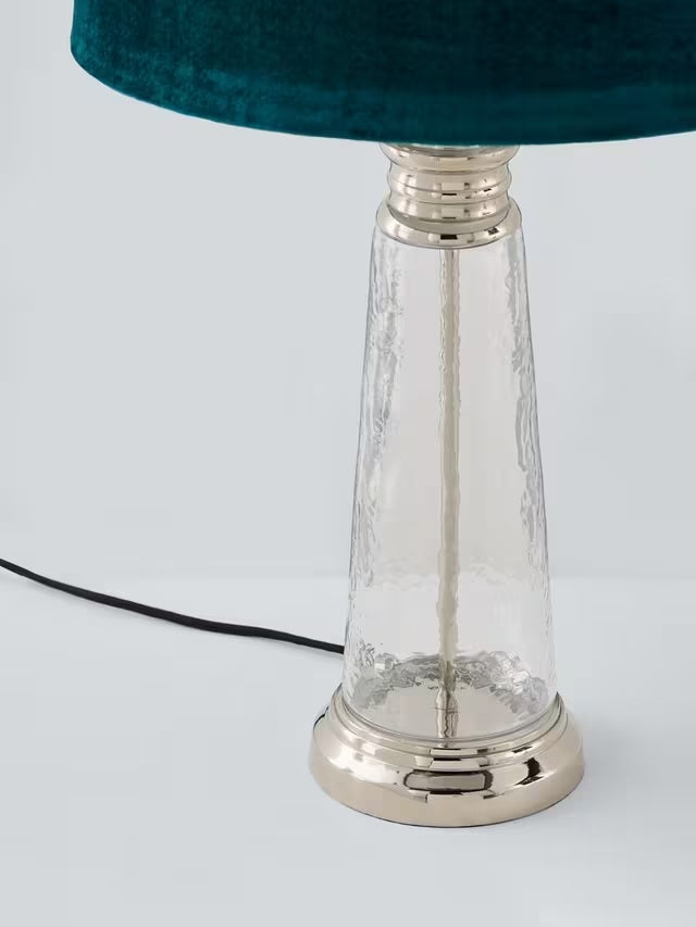 Bay Lighting Sienna Velvet Shade Glass Base Table Lamp H61cm - Clear/Green