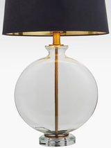 Bay Lighting Liza Velvet Shade Glass Table Lamp H59cm - Clear/Antique Brass
