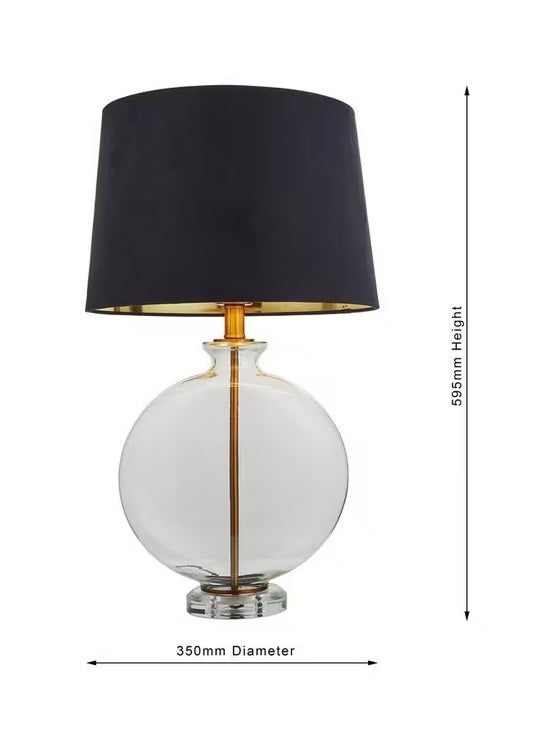 Bay Lighting Liza Velvet Shade Glass Table Lamp H59cm - Clear/Antique Brass