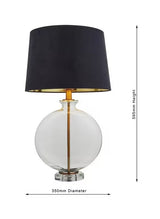 Bay Lighting Liza Velvet Shade Glass Table Lamp H59cm - Clear/Antique Brass