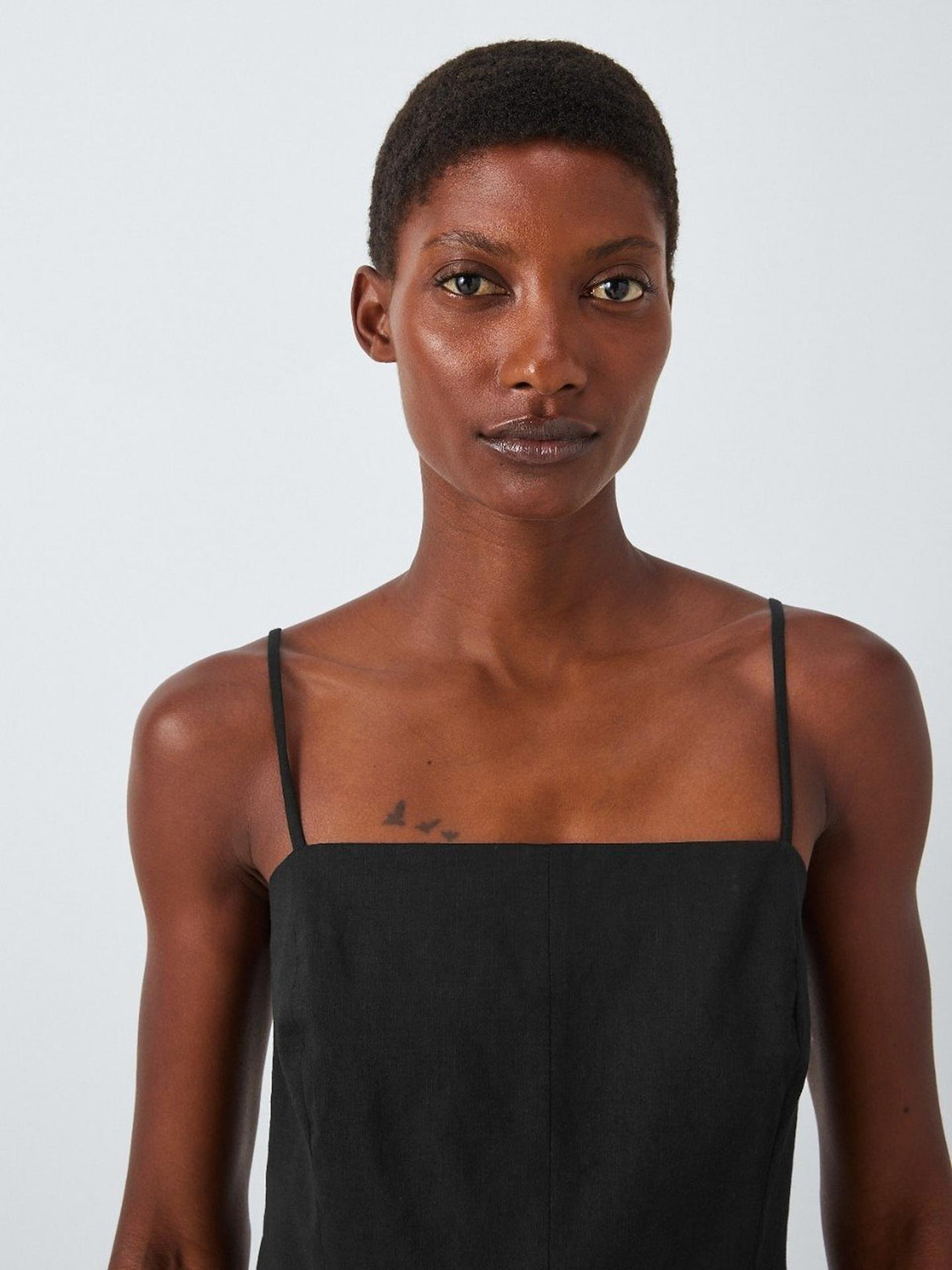 Theory Strappy Linen Blend Slim Fit Square Neck Midi Dress Black - Size 10