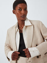 Theory Boxy Womens Regular Length Double Breasted Linen Blazer Straw Size 8