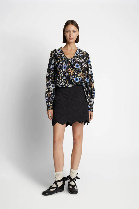 MUNTHE Women's Ferne Floral Loose Fit Blouse Top - Black/Multi - EU 36/UK 8