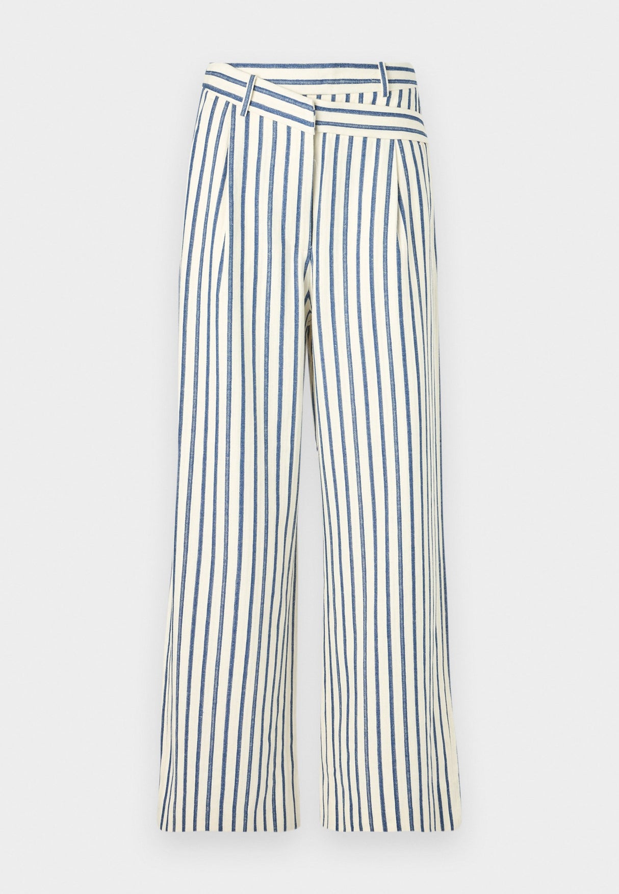 Munthe Payton Womens Cotton Blend  High Rise Stripes Trousers - Size 40 Navy
