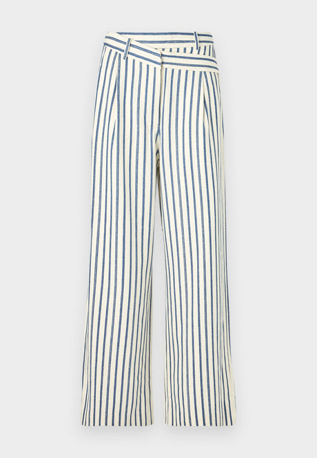 Munthe Payton Womens Cotton Blend  High Rise Stripes Trousers - Size 40 Navy