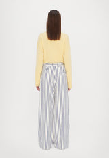 Munthe Payton Womens Cotton Blend  High Rise Stripes Trousers - Size 40 Navy